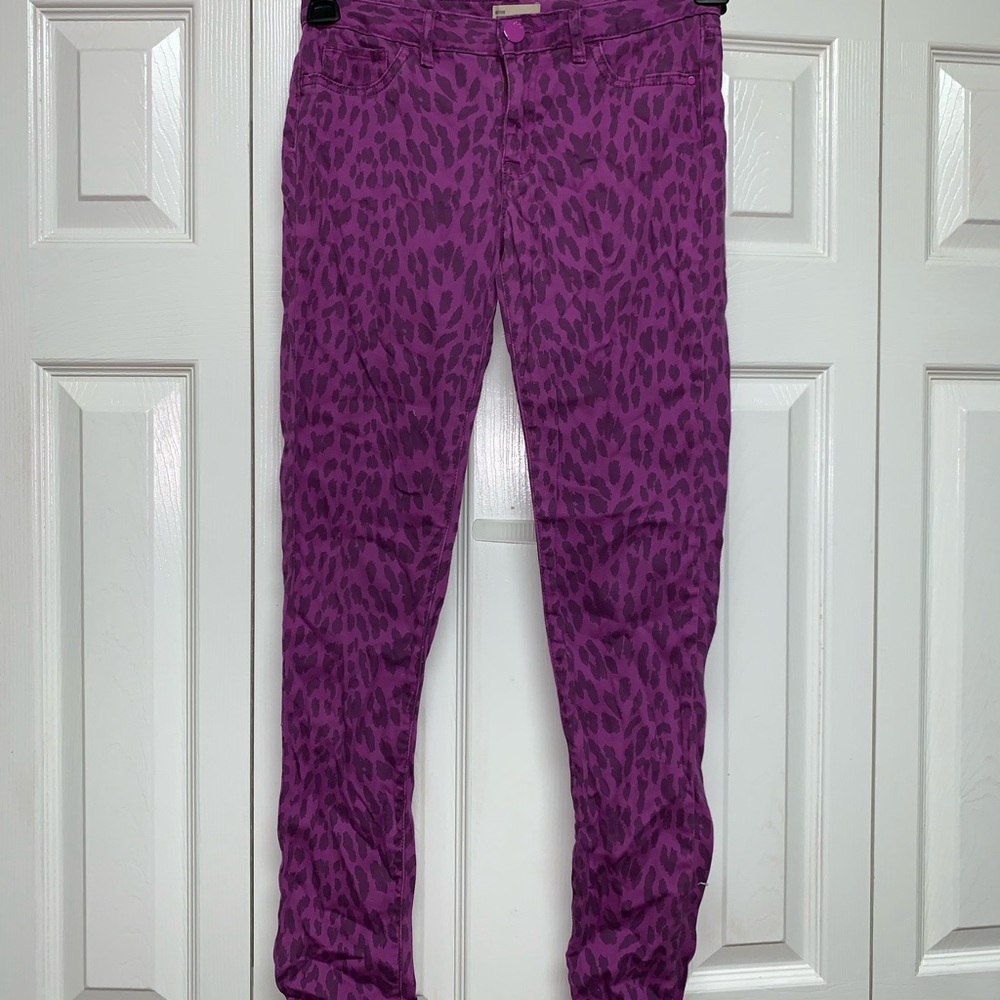 Gap kids purple leopard skinny jeans